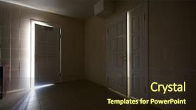  Presentation with dark - Audience pleasing PPT theme consisting of room with half-opened door backdrop and a wine colored foreground