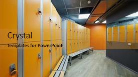  Presentation with hyper operation room - Audience pleasing slides consisting of room with orange lockers backdrop and a gold colored foreground