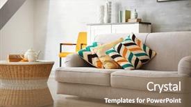  Presentation with furniture - PPT layouts enhanced with room with sofa and furniture background and a coral colored foreground