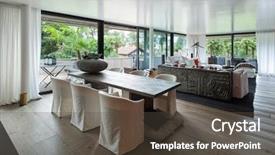  Presentation with dining table - PPT layouts consisting of room with table and floor background and a  colored foreground