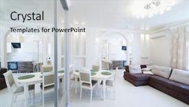  Presentation with room - Amazing slide deck having room with table sofa kithcen backdrop and a  colored foreground