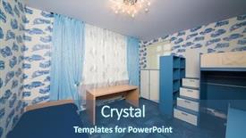  Presentation with bedroom modern - Slide deck having rooms accomodation - beautiful modern children bedroom background and a ocean colored foreground