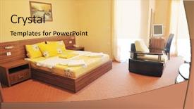  Presentation with clean - PPT theme featuring rooms accomodation - fresh and clean hotel room background and a  colored foreground