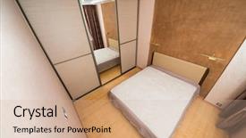  Presentation with closet - Colorful presentation enhanced with rooms accomodation - modern bedroom with closet large backdrop and a coral colored foreground