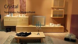  Presentation with living room - PPT theme consisting of rooms accomodation - neat living room background and a red colored foreground