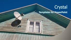  Presentation with old house - Amazing slide deck having rooms accomodation - old house detail backdrop and a ocean colored foreground