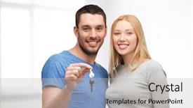  Presentation with real estate - Theme featuring rooms accomodation - real estate family and couple background and a light gray colored foreground