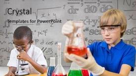  Presentation with science - Beautiful slide deck featuring rooms division - digital composite of science kids backdrop and a light gray colored foreground