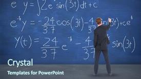  Presentation with chalk - Audience pleasing theme consisting of rooms division - rear view businessman writing backdrop and a ocean colored foreground