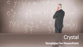  Presentation with businessman standing on maze - Amazing theme having rooms division - thoughtful businessman standing back backdrop and a gray colored foreground