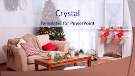  Presentation with beautiful reof christmas season - PPT theme having rooms house - decorated christmas room with beautiful background and a sky blue colored foreground