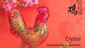  Presentation with chinese new year - PPT theme enhanced with rooster chinese calligraphy translation year background and a red colored foreground