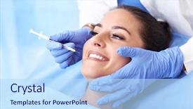  Presentation with dentist - Cool new slides with root canal treatment - adult woman having a visit backdrop and a light blue colored foreground