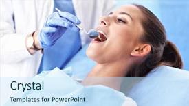  Presentation with root canal treatment - Colorful slide deck enhanced with root canal treatment - adult woman having a visit backdrop and a sky blue colored foreground
