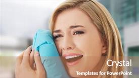  Presentation with ice - Beautiful slides featuring root canal treatment - woman having tooth ache holding backdrop and a coral colored foreground