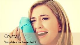  Presentation with bacteria on tooth - PPT layouts featuring root canal treatment - woman heaving tooth ache holding background and a  colored foreground