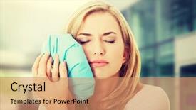  Presentation with root canal treatment - Presentation design consisting of root canal treatment - woman with tooth ache holding background and a  colored foreground