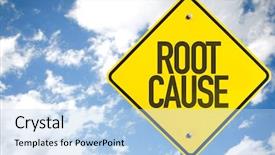  Presentation with cause - Audience pleasing presentation design consisting of root cause sign with sky backdrop and a light blue colored foreground