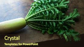  Presentation with flavor - Slide deck featuring root crops - daikon greens and its white background and a wine colored foreground