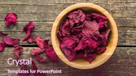  Presentation with dried banana chips - Presentation design with root crops - dried beetroot chips in bowl background and a tawny brown colored foreground