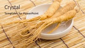  Presentation with ginseng - Theme enhanced with root crops - fresh ginseng background and a lemonade colored foreground