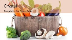  Presentation with harvest - Presentation theme enhanced with root crops - harvest vegetables in wooden basket background and a coral colored foreground