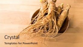  Presentation with ginseng - Colorful slide deck enhanced with root crops - korean ginseng backdrop and a yellow colored foreground