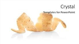  Presentation with potato - Theme consisting of root crops - potato skin isolated on white background and a white colored foreground
