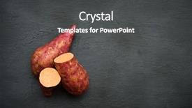  Presentation with dark space - Slides with root crops - raw orange sweet potatoes background and a dark gray colored foreground