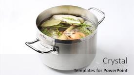  Presentation with root - Colorful PPT theme enhanced with root vegetables and beef meat in a pot backdrop and a light gray colored foreground