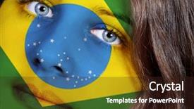  Presentation with world flag - PPT theme enhanced with rooters - portrait of a woman background and a wine colored foreground