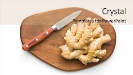  Presentation with cutting board - Colorful presentation design enhanced with roots - healthy ginger root on cutting backdrop and a coral colored foreground