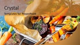  Presentation with root - Presentation theme enhanced with roots - oven roasted vegetables with garlic background and a gold colored foreground