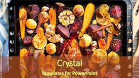 Presentation with vegetables - Colorful PPT theme enhanced with roots - roasted vegetables closeup view backdrop and a tawny brown colored foreground