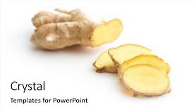  Presentation with root - Amazing slide deck having roots - sliced ginger root isolated backdrop and a white colored foreground