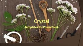  Presentation with alternative medicine - Beautiful theme featuring roots - valerian herb root and flowers backdrop and a tawny brown colored foreground