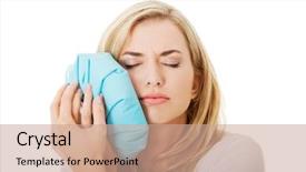  Presentation with bag - Cool new PPT theme with roots - woman heaving tooth ache holding backdrop and a coral colored foreground