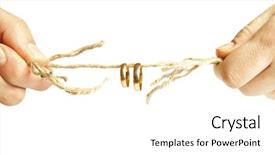  Presentation with two people holding hands - Audience pleasing slide deck consisting of rope and two golden rings backdrop and a  colored foreground