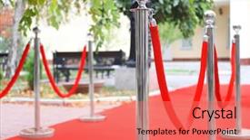  Presentation with red carpet award - Audience pleasing slides consisting of rope barrier on red carpet backdrop and a coral colored foreground