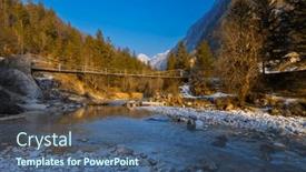  Presentation with rope - PPT layouts consisting of rope-bridge-on-the-river background and a ocean colored foreground