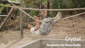  Presentation with training camp - Theme featuring rope during obstacle course training background and a coral colored foreground