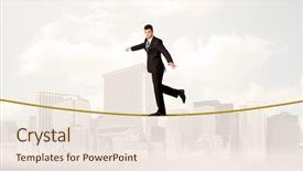  Presentation with city buildings - Colorful PPT layouts enhanced with rope in front of city backdrop and a lemonade colored foreground