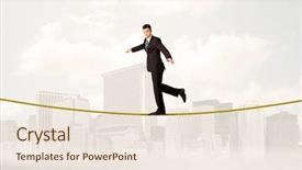  Presentation with walking young wild jaguar - PPT layouts having rope in front of city background and a lemonade colored foreground