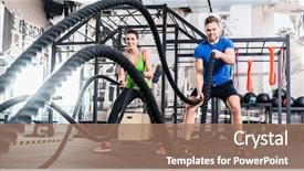  Presentation with training - Slide set featuring rope in functional training fitness background and a coral colored foreground
