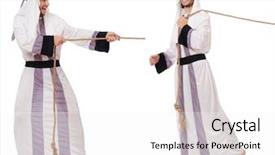  Presentation with islamic war - Colorful slides enhanced with rope in tug of war backdrop and a white colored foreground