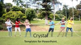  Presentation with tug of war sport - Slide deck with rope in tug of war background and a mint green colored foreground