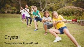  Presentation with rope - PPT theme consisting of rope in tug of war background and a yellow colored foreground