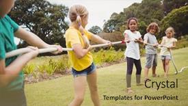  Presentation with tug of war sport - Slide deck enhanced with rope in tug of war background and a yellow colored foreground