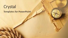  Presentation with compass map - Presentation having rope over old map background and a blonde colored foreground