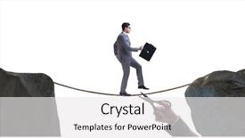  Presentation with walker - Audience pleasing PPT layouts consisting of rope under businessman tightrope backdrop and a white colored foreground